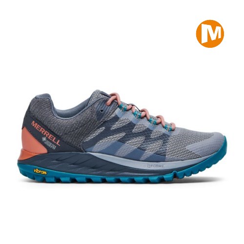 Merrell Antora 2 GORE-TEX Laufschuhe Damen Grau/Navy [DE-BCHMQ]